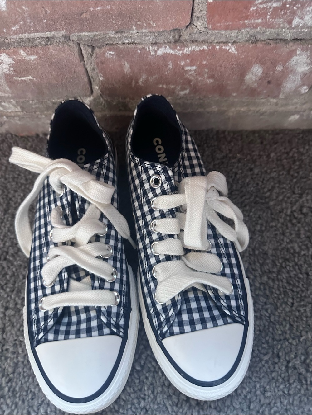 Converse Black & White Gingham Canvas Low-Top Sneakers - Picture 3 of 5